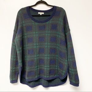 Madewell blue and green plaid sweater Large
